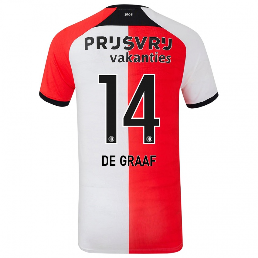 Niño Camiseta Esmee De Graaf #14 Rojo Blanco 1ª Equipación 2024/25 La Camisa México