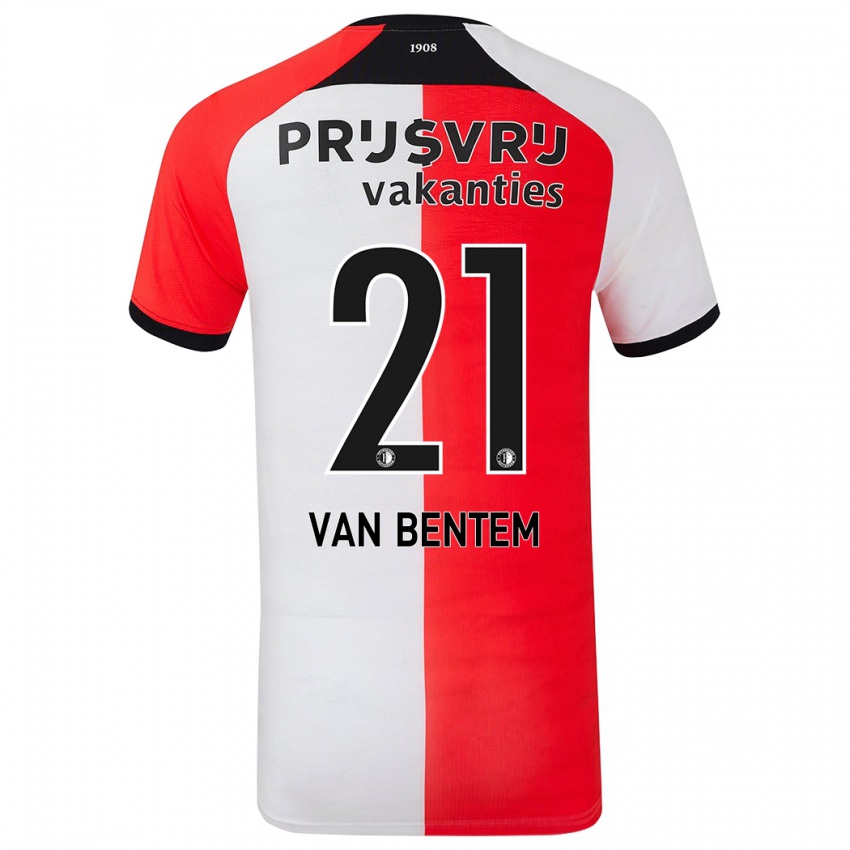 Niño Camiseta Tess Van Bentem #21 Rojo Blanco 1ª Equipación 2024/25 La Camisa México