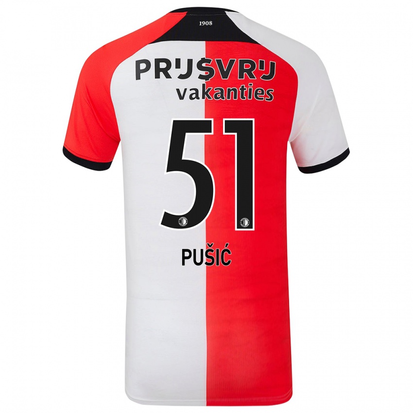 Niño Camiseta Noah Pušić #51 Rojo Blanco 1ª Equipación 2024/25 La Camisa México