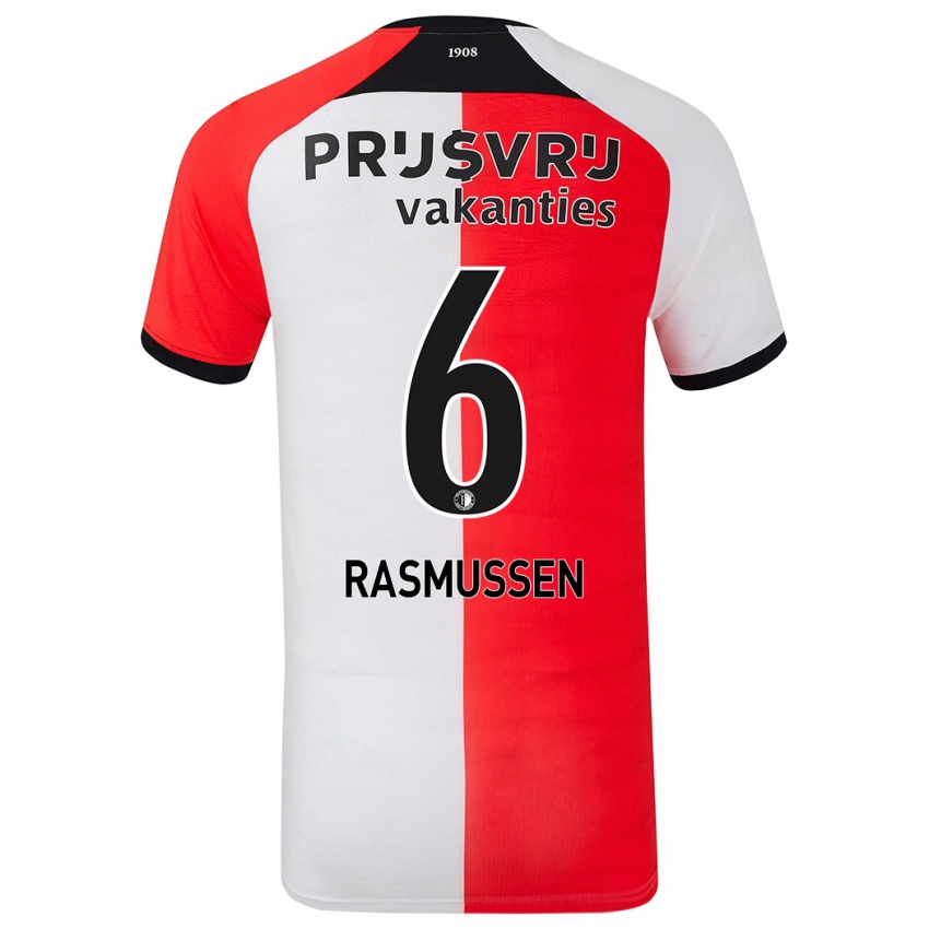 Niño Camiseta Jacob Rasmussen #6 Rojo Blanco 1ª Equipación 2024/25 La Camisa México