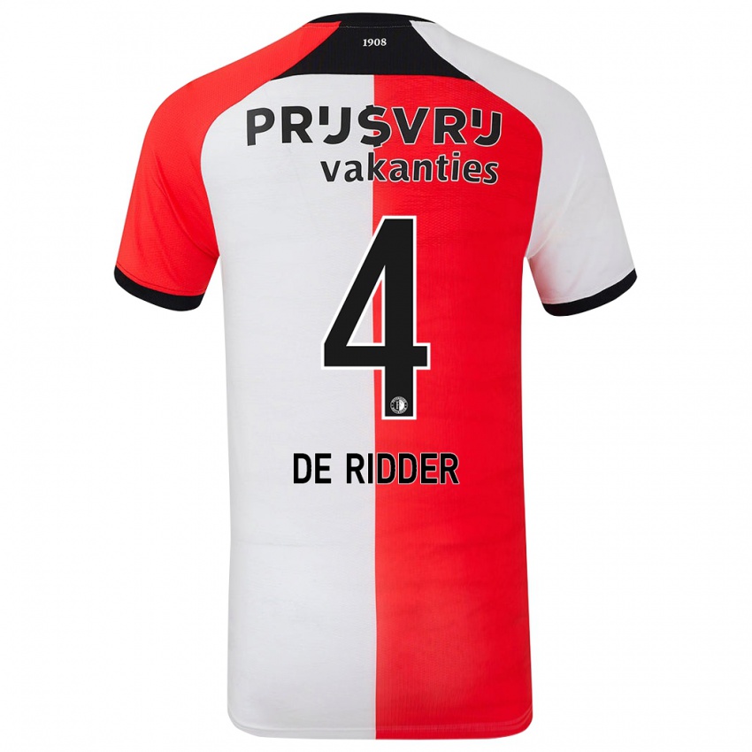 Niño Camiseta Robine De Ridder #4 Rojo Blanco 1ª Equipación 2024/25 La Camisa México