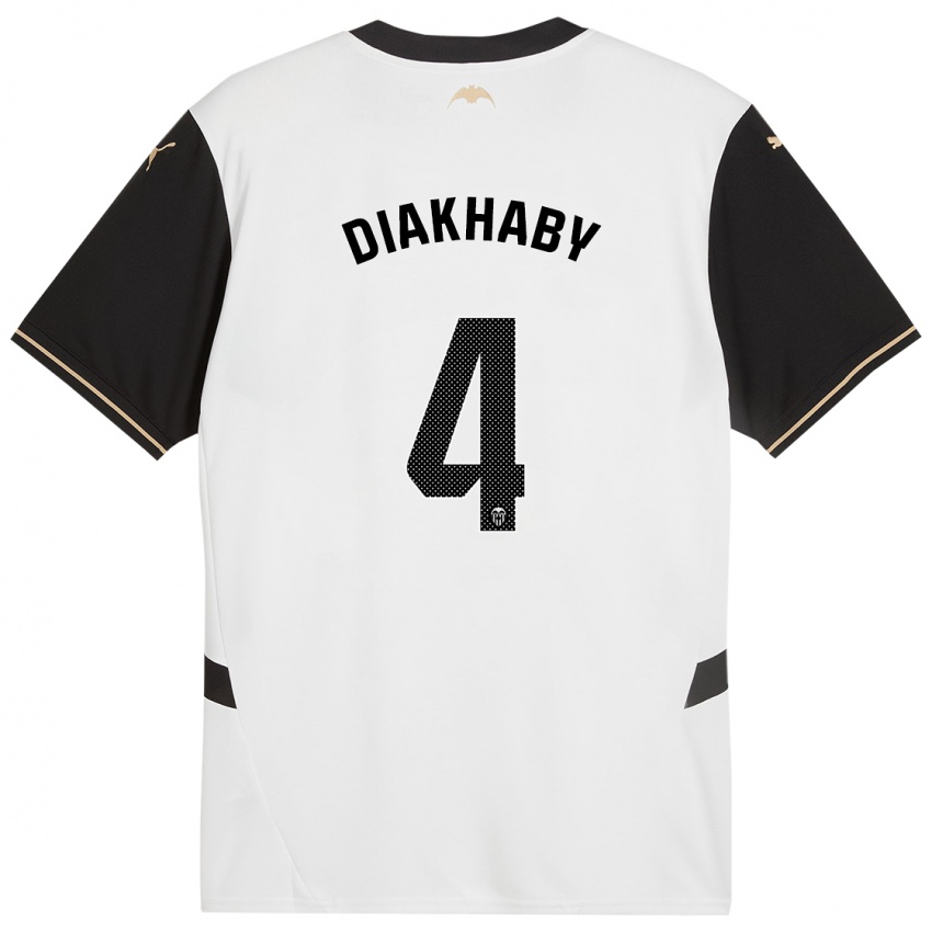 Niño Camiseta Mouctar Diakhaby #4 Blanco Negro 1ª Equipación 2024/25 La Camisa México