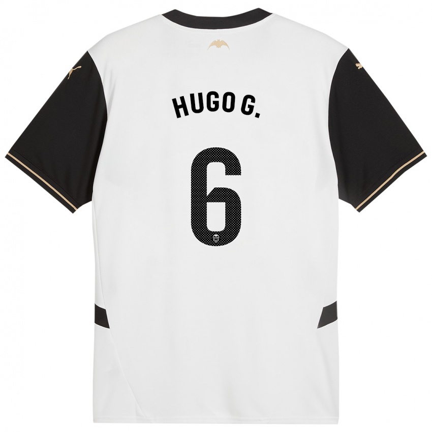 Niño Camiseta Hugo Guillamon #6 Blanco Negro 1ª Equipación 2024/25 La Camisa México