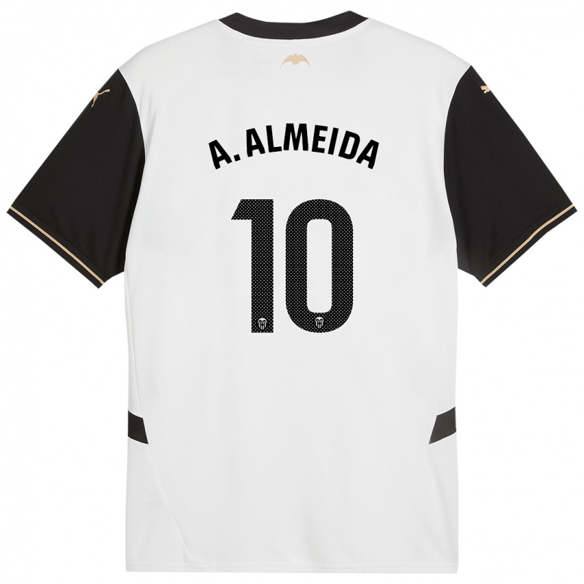 Niño Camiseta André Almeida #10 Blanco Negro 1ª Equipación 2024/25 La Camisa México