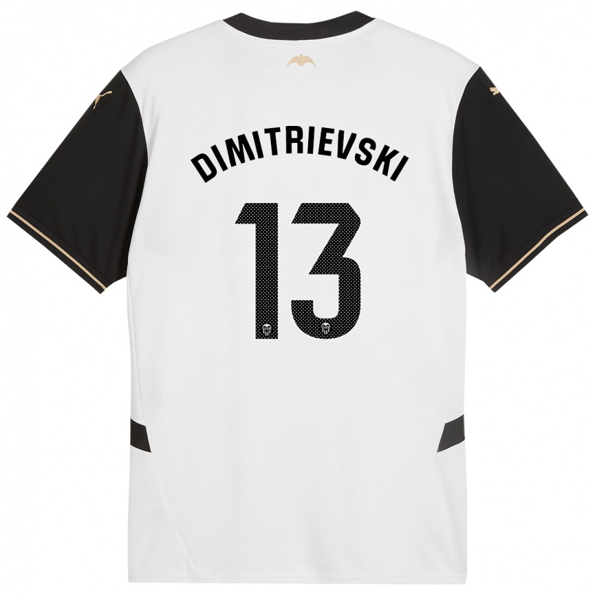 Niño Camiseta Stole Dimitrievski #13 Blanco Negro 1ª Equipación 2024/25 La Camisa México