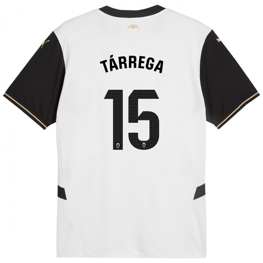 Niño Camiseta César Tárrega #15 Blanco Negro 1ª Equipación 2024/25 La Camisa México