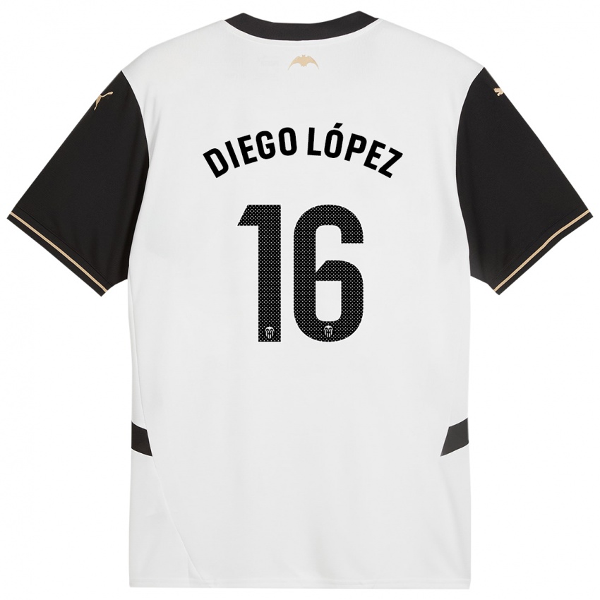 Niño Camiseta Diego Lopez #16 Blanco Negro 1ª Equipación 2024/25 La Camisa México