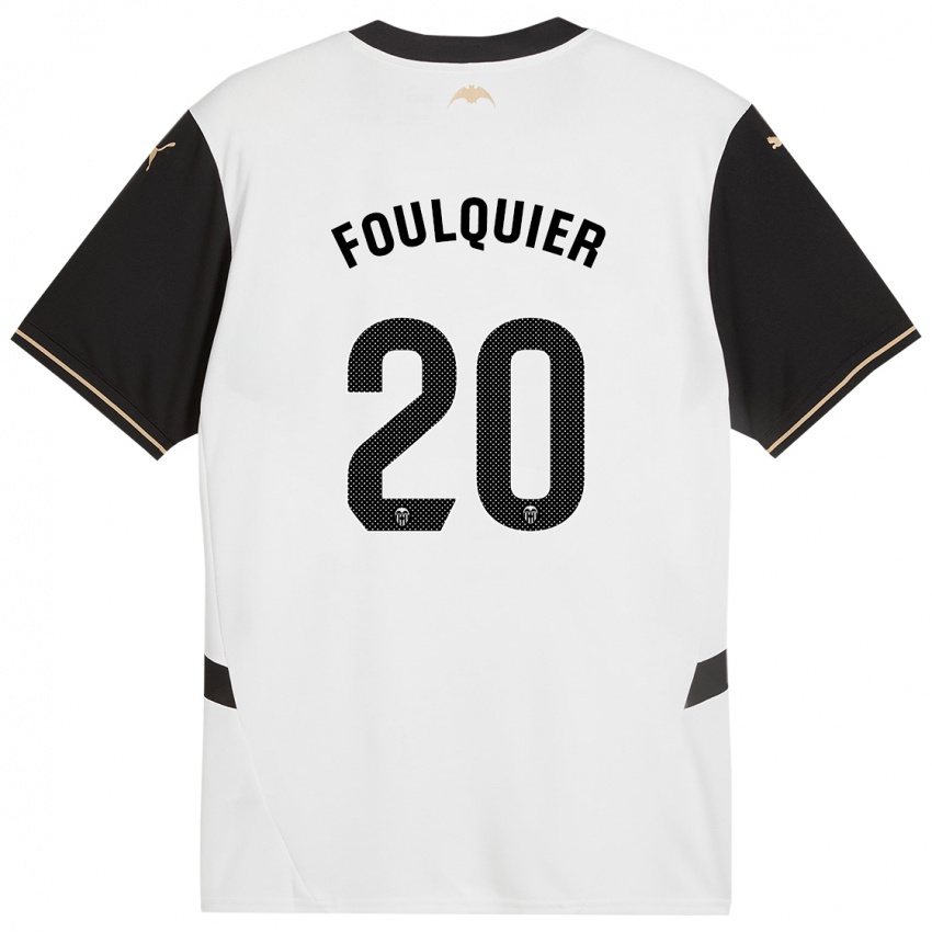 Niño Camiseta Dimitri Foulquier #20 Blanco Negro 1ª Equipación 2024/25 La Camisa México