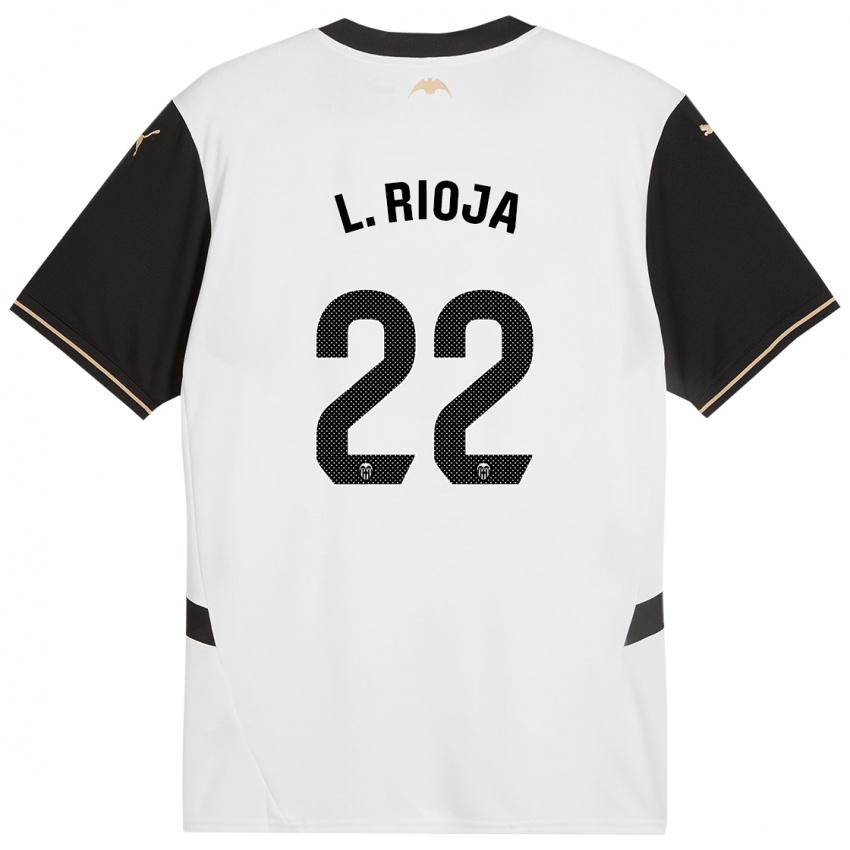 Niño Camiseta Luis Rioja #22 Blanco Negro 1ª Equipación 2024/25 La Camisa México