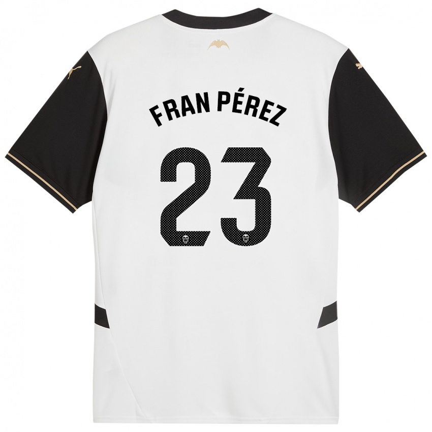 Niño Camiseta Fran Pérez #23 Blanco Negro 1ª Equipación 2024/25 La Camisa México