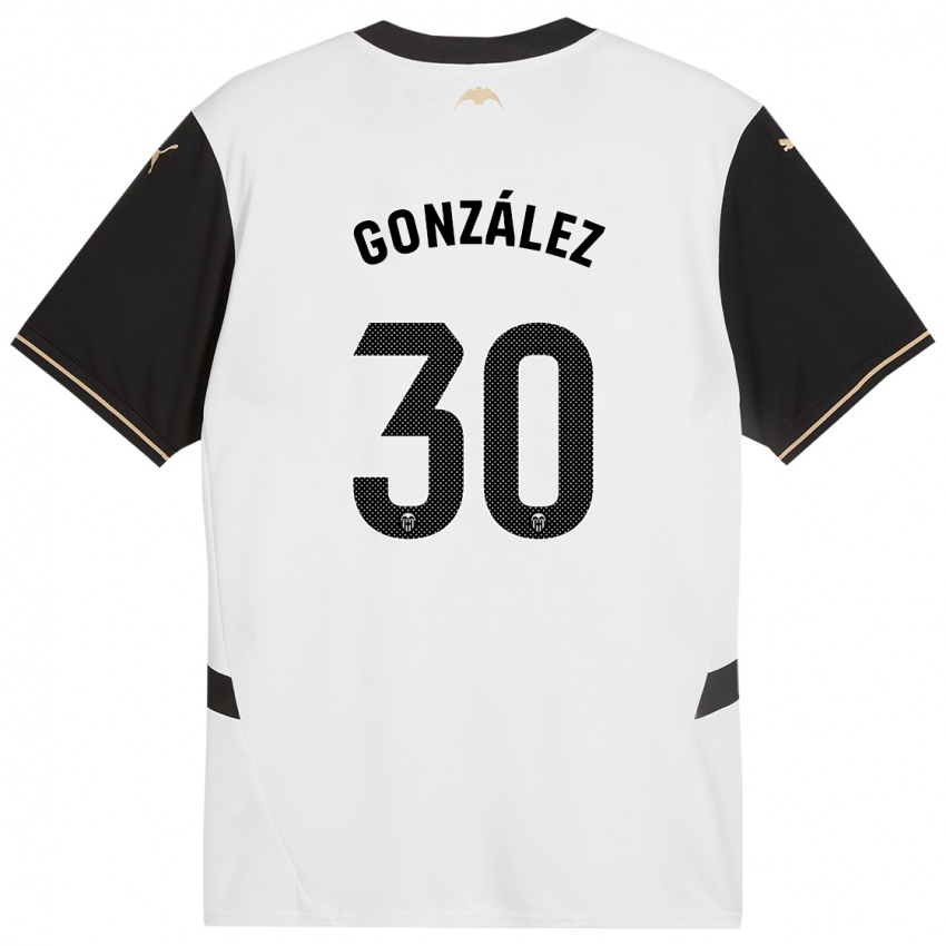 Niño Camiseta Hugo González #30 Blanco Negro 1ª Equipación 2024/25 La Camisa México