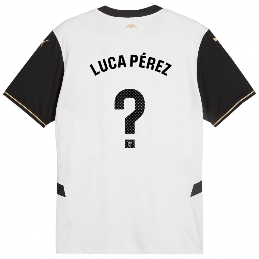 Niño Camiseta Simón Luca Pérez #0 Blanco Negro 1ª Equipación 2024/25 La Camisa México