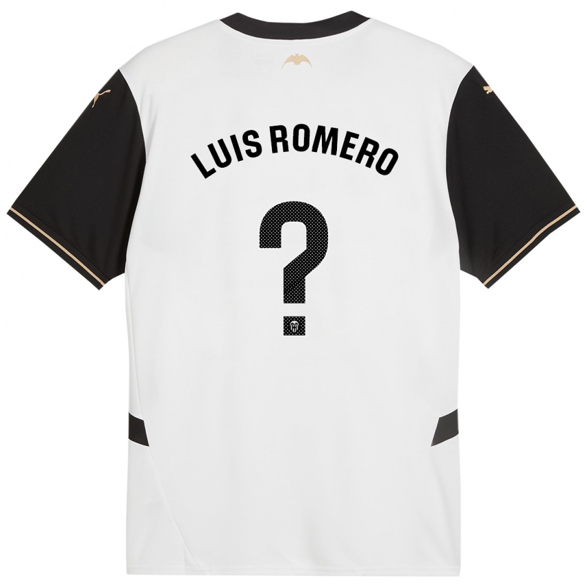 Niño Camiseta Luis Romero #0 Blanco Negro 1ª Equipación 2024/25 La Camisa México