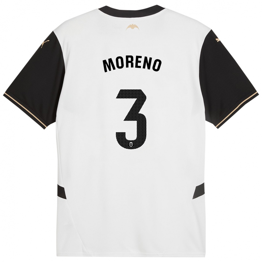 Niño Camiseta Diego Moreno #3 Blanco Negro 1ª Equipación 2024/25 La Camisa México