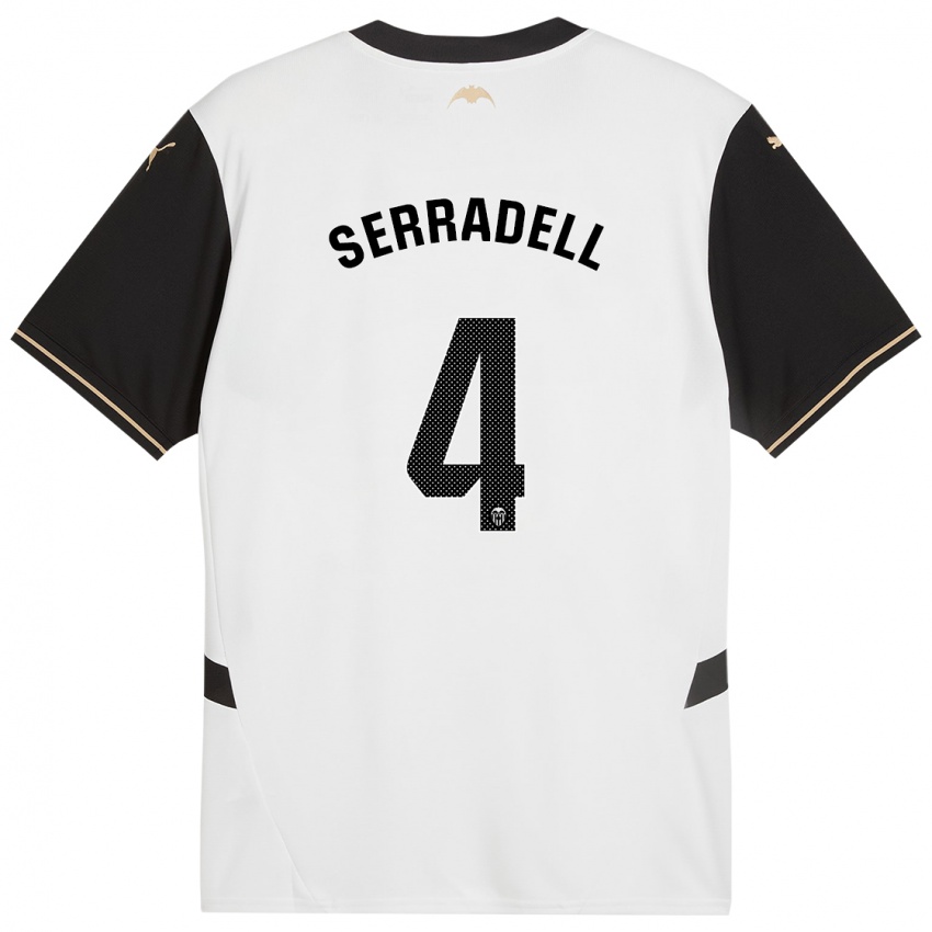 Niño Camiseta Álex Serradell #4 Blanco Negro 1ª Equipación 2024/25 La Camisa México