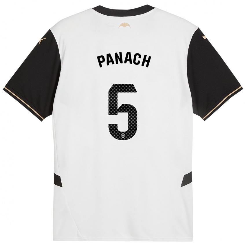 Niño Camiseta Alejandro Panach #5 Blanco Negro 1ª Equipación 2024/25 La Camisa México