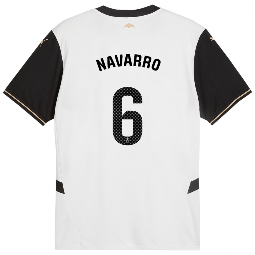 Niño Camiseta Javi Navarro #6 Blanco Negro 1ª Equipación 2024/25 La Camisa México