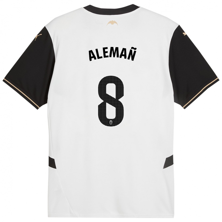 Niño Camiseta Pedro Alemañ #8 Blanco Negro 1ª Equipación 2024/25 La Camisa México