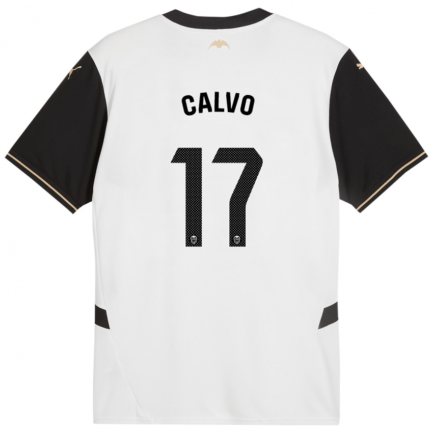 Niño Camiseta Borja Calvo #17 Blanco Negro 1ª Equipación 2024/25 La Camisa México