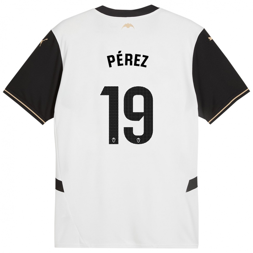 Niño Camiseta Joselu Pérez #19 Blanco Negro 1ª Equipación 2024/25 La Camisa México