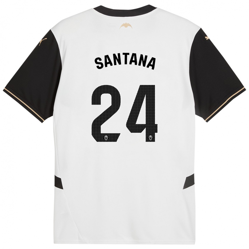 Niño Camiseta Ismael Santana #24 Blanco Negro 1ª Equipación 2024/25 La Camisa México