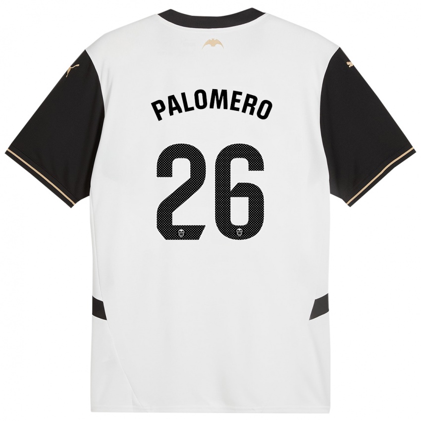 Niño Camiseta Marc Palomero #26 Blanco Negro 1ª Equipación 2024/25 La Camisa México