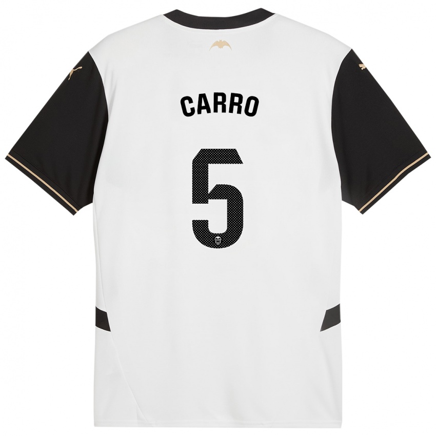 Niño Camiseta Marta Carro #5 Blanco Negro 1ª Equipación 2024/25 La Camisa México