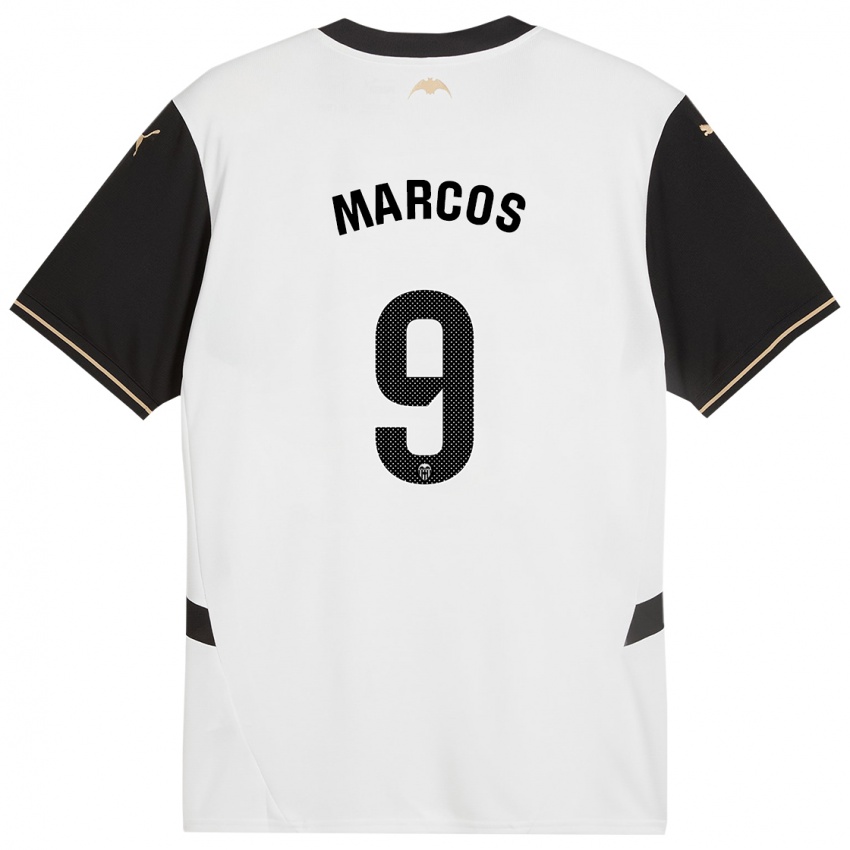 Niño Camiseta Ana Marcos #9 Blanco Negro 1ª Equipación 2024/25 La Camisa México