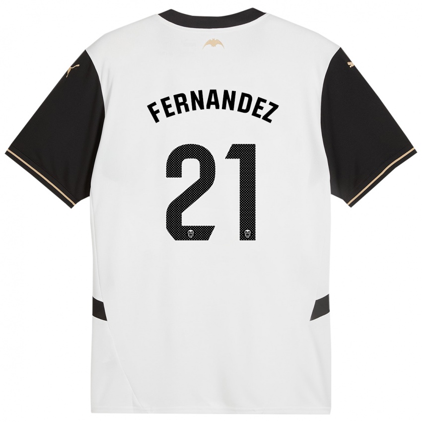 Niño Camiseta Estela Fernández #21 Blanco Negro 1ª Equipación 2024/25 La Camisa México