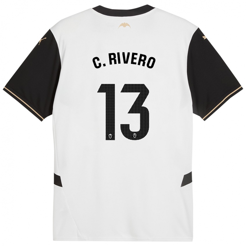 Niño Camiseta Cristian Rivero #13 Blanco Negro 1ª Equipación 2024/25 La Camisa México