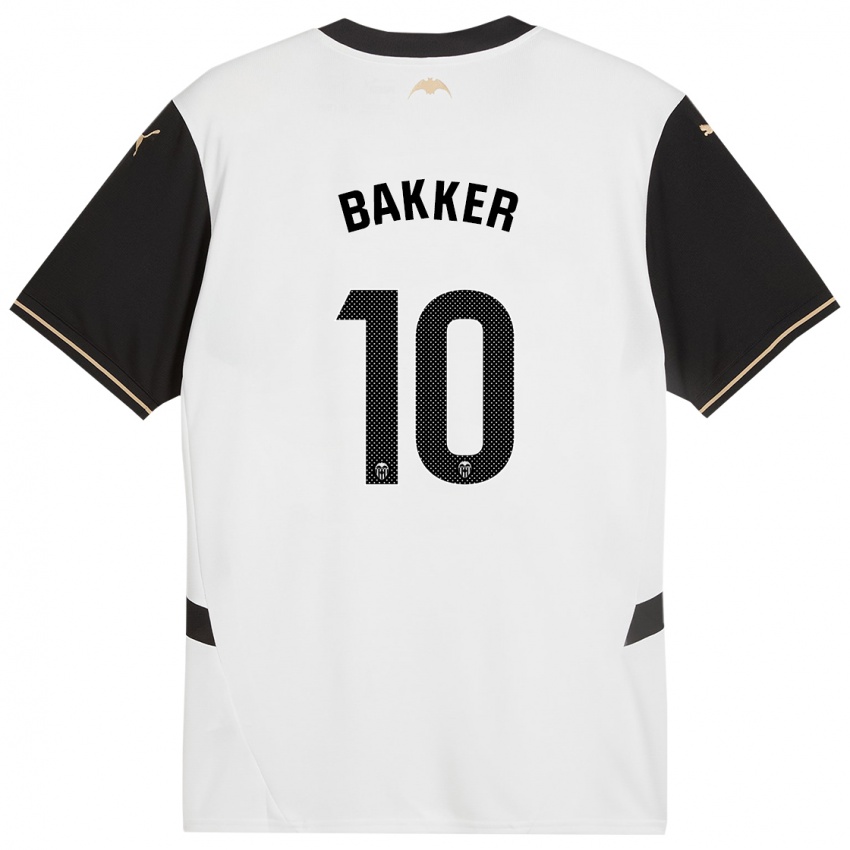 Niño Camiseta Linda Bakker #10 Blanco Negro 1ª Equipación 2024/25 La Camisa México