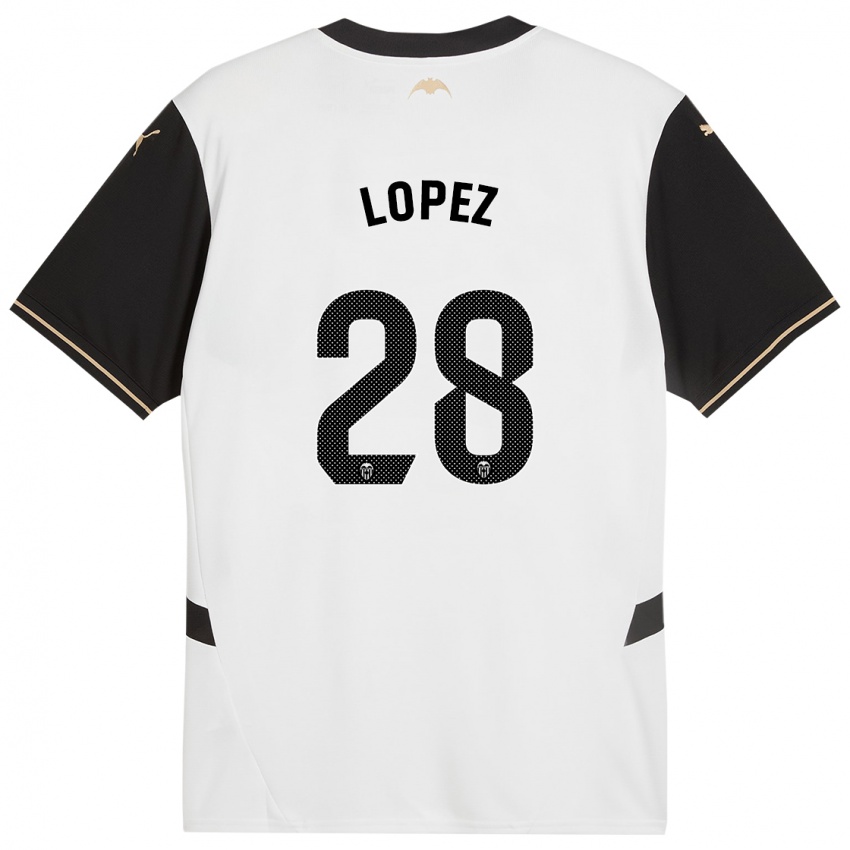 Niño Camiseta Saray Lopez #28 Blanco Negro 1ª Equipación 2024/25 La Camisa México