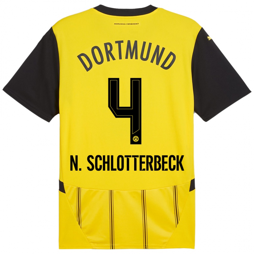 Niño Camiseta Nico Schlotterbeck #4 Amarillo Negro 1ª Equipación 2024/25 La Camisa México