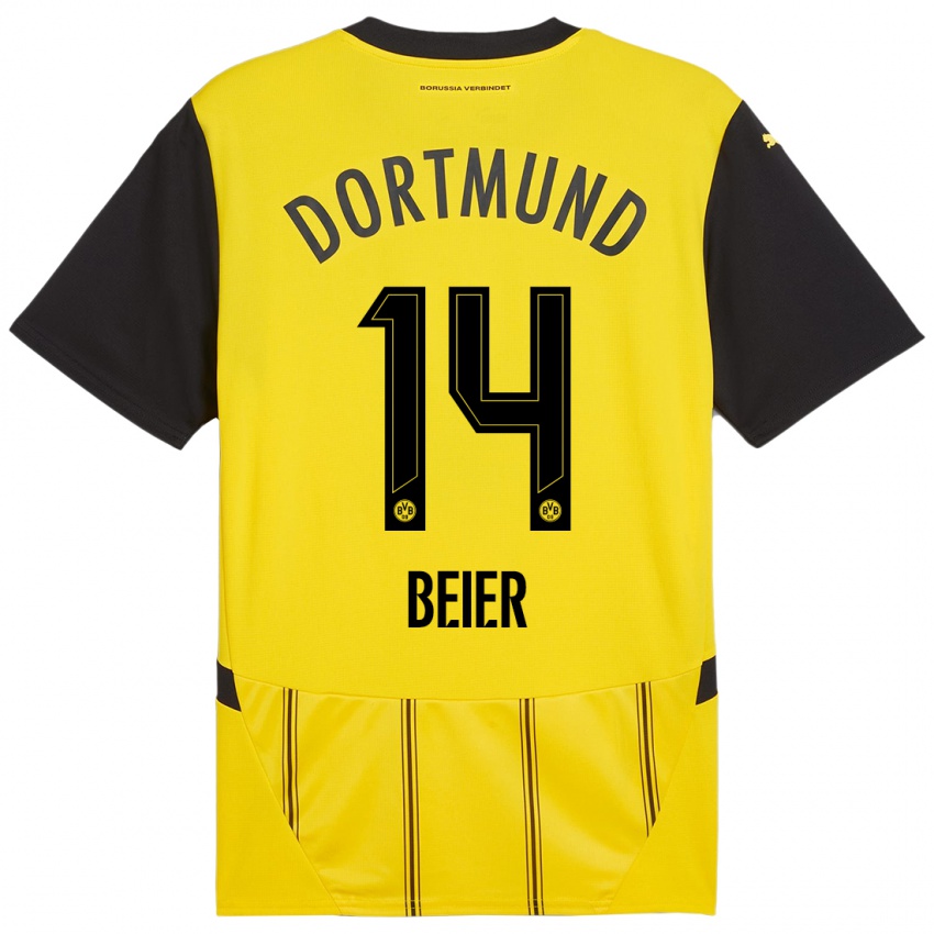 Niño Camiseta Maximilian Beier #14 Amarillo Negro 1ª Equipación 2024/25 La Camisa México