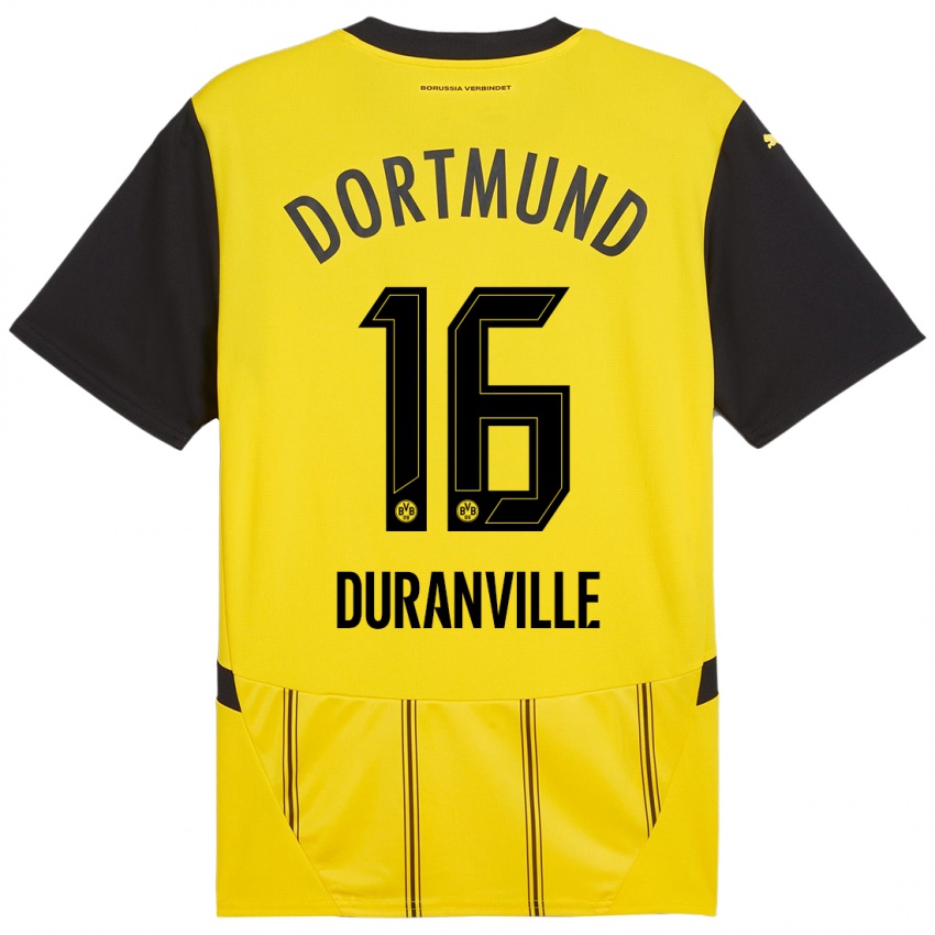 Niño Camiseta Julien Duranville #16 Amarillo Negro 1ª Equipación 2024/25 La Camisa México