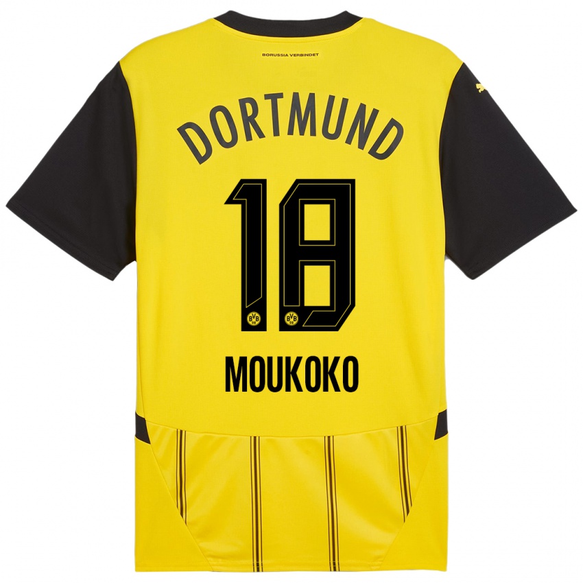 Niño Camiseta Youssoufa Moukoko #18 Amarillo Negro 1ª Equipación 2024/25 La Camisa México