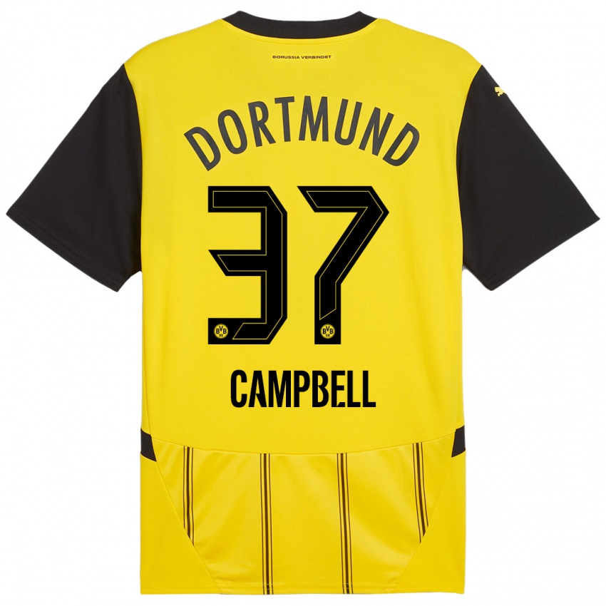 Niño Camiseta Cole Campbell #37 Amarillo Negro 1ª Equipación 2024/25 La Camisa México