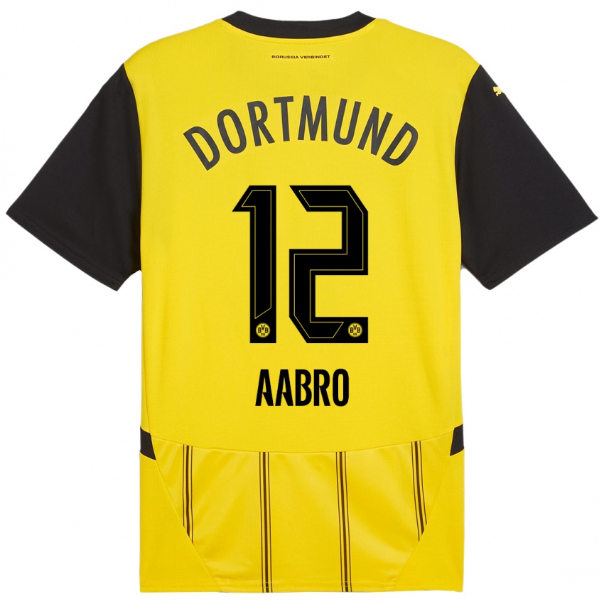 Niño Camiseta Gustav Aabro #12 Amarillo Negro 1ª Equipación 2024/25 La Camisa México