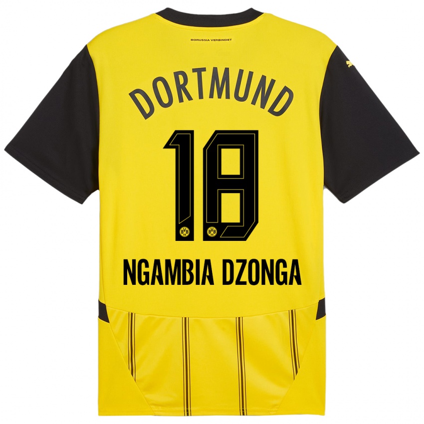 Niño Camiseta Diego Ngambia Dzonga #18 Amarillo Negro 1ª Equipación 2024/25 La Camisa México