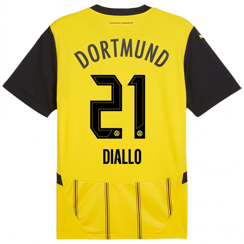 Niño Camiseta Ousmane Diallo #21 Amarillo Negro 1ª Equipación 2024/25 La Camisa México