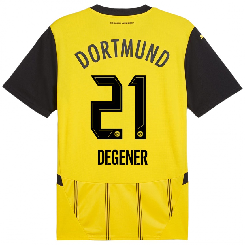 Niño Camiseta Tim Degener #21 Amarillo Negro 1ª Equipación 2024/25 La Camisa México