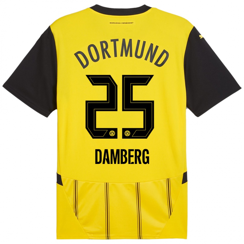 Niño Camiseta Niclas Damberg #25 Amarillo Negro 1ª Equipación 2024/25 La Camisa México