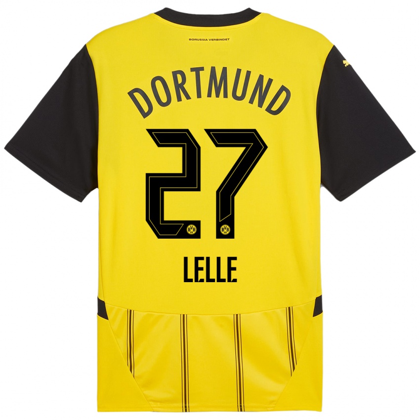 Niño Camiseta David Lelle #27 Amarillo Negro 1ª Equipación 2024/25 La Camisa México