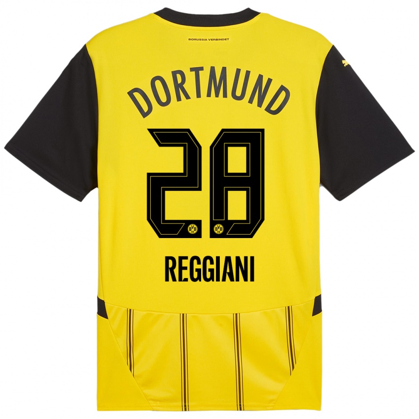 Niño Camiseta Luca Reggiani #28 Amarillo Negro 1ª Equipación 2024/25 La Camisa México