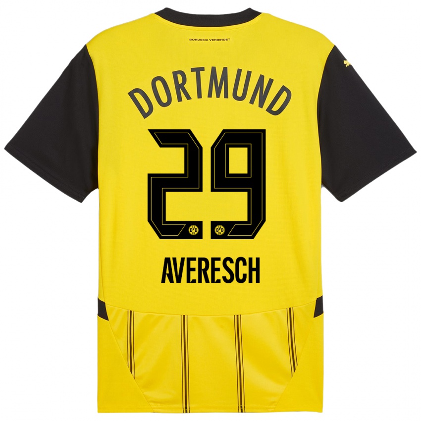 Niño Camiseta Noah Averesch #29 Amarillo Negro 1ª Equipación 2024/25 La Camisa México