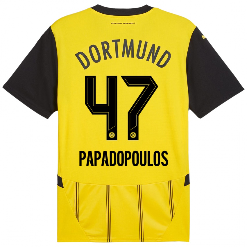 Niño Camiseta Antonios Papadopoulos #47 Amarillo Negro 1ª Equipación 2024/25 La Camisa México