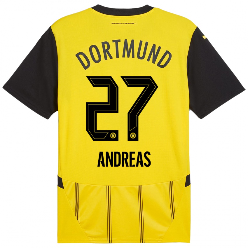 Niño Camiseta Kuno Andreas #27 Amarillo Negro 1ª Equipación 2024/25 La Camisa México