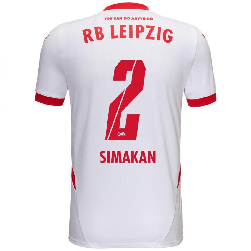 Niño Camiseta Mohamed Simakan #2 Blanco Rojo 1ª Equipación 2024/25 La Camisa México