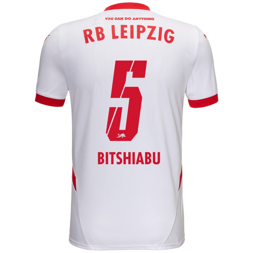 Niño Camiseta El Chadaille Bitshiabu #5 Blanco Rojo 1ª Equipación 2024/25 La Camisa México