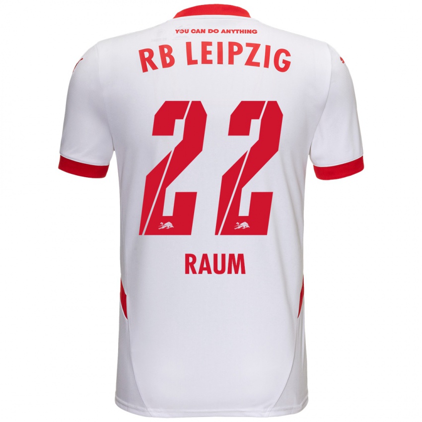 Niño Camiseta David Raum #22 Blanco Rojo 1ª Equipación 2024/25 La Camisa México